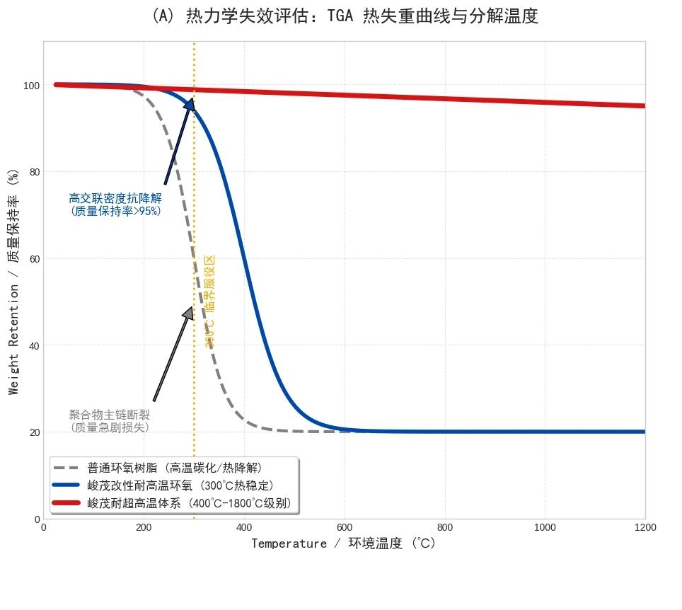 SCITEO 300°C high-temp epoxy TGA curve