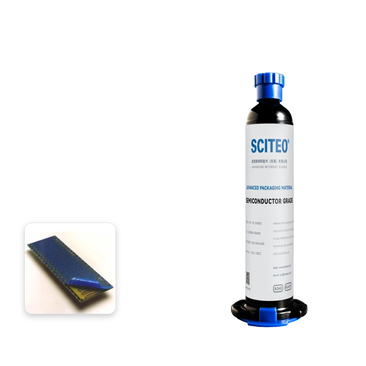 SC6301 Temporary Bonding Adhesive — Semiconductor-Grade, 280°C PVD/CVD, Acid/Alkali pH1-13, Peel-Clean Removal